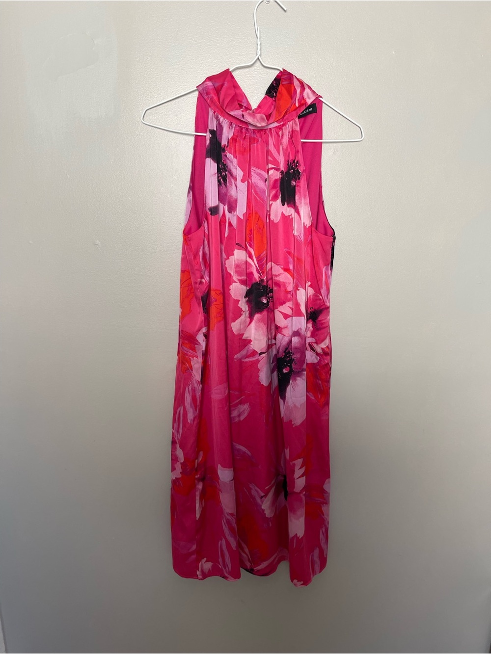 Le Château Pink Floral Neck Tie Summer-y Dress - Size Small